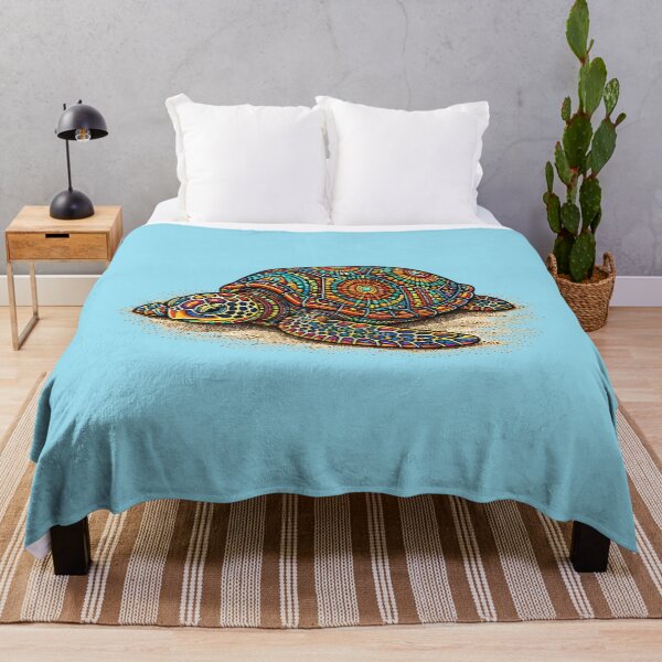 Item preview, Resting Sea Turtle on Beach | Colorful Coastal Art designed and sold by Zaru Zentangle Studio.