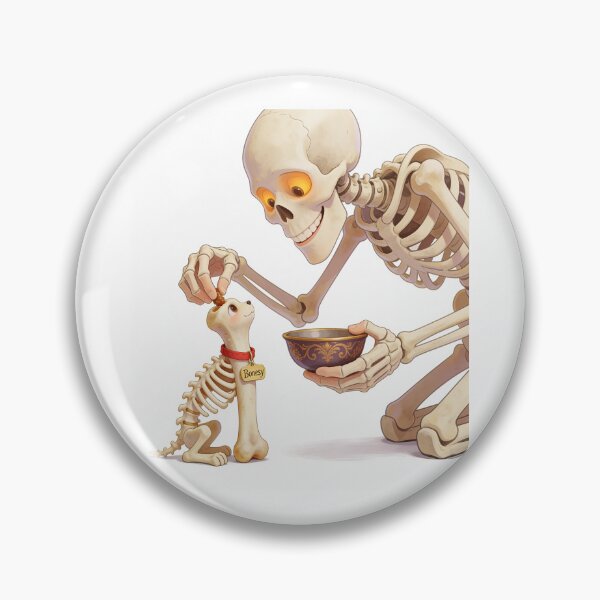 Item preview, Cute Skeleton Feeding Tiny Skeleton Dog – Funny Halloween Cartoon Illustration designed and sold by OksArtStudio.