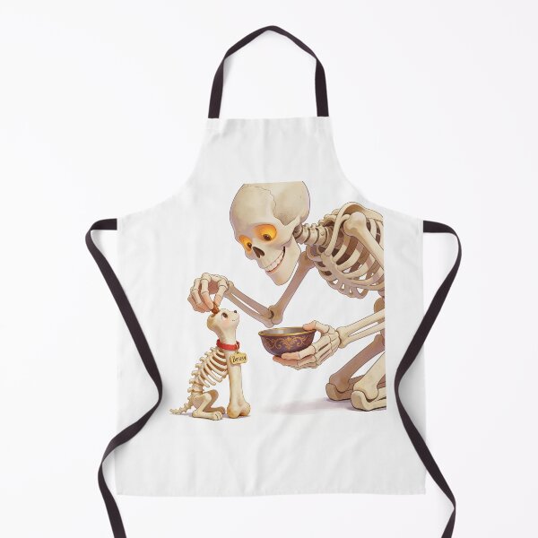 Item preview, Cute Skeleton Feeding Tiny Skeleton Dog – Funny Halloween Cartoon Illustration designed and sold by OksArtStudio.