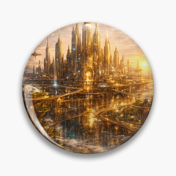 Item preview, Golden Futuristic City designed and sold by creativezoneco.