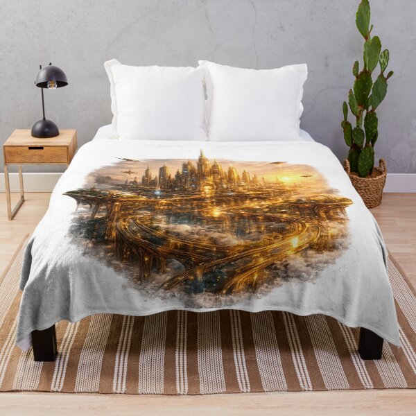 Item preview, Golden Futuristic City designed and sold by creativezoneco.
