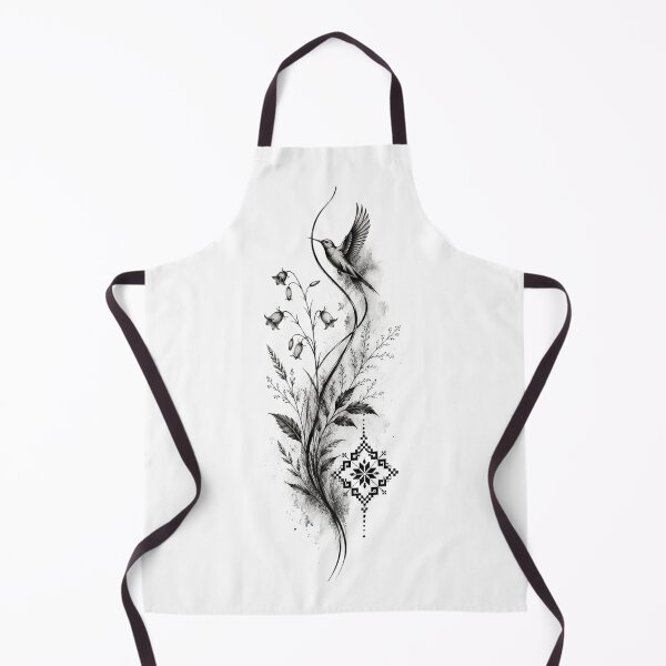 Item preview, Black and White Hummingbird Floral Illustration designed and sold by PetalGarden.