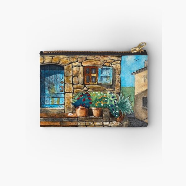 Item preview, Rustic stone house entry w/vibrant flowerpots. designed and sold by Mike Ramos.