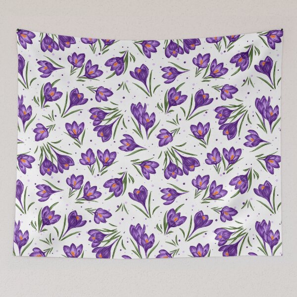 Item preview,  crocuses, wildflowers, floral pattern, purple flowers, spring purple crocuses, garden, wild plants, nature conservation designed and sold by ArtbySvetik.