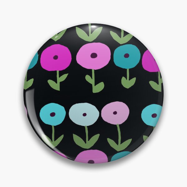 Item preview, Dynamic Spring Flowers Magenta Blue on Black Background designed and sold by Designs by Sara Felton.