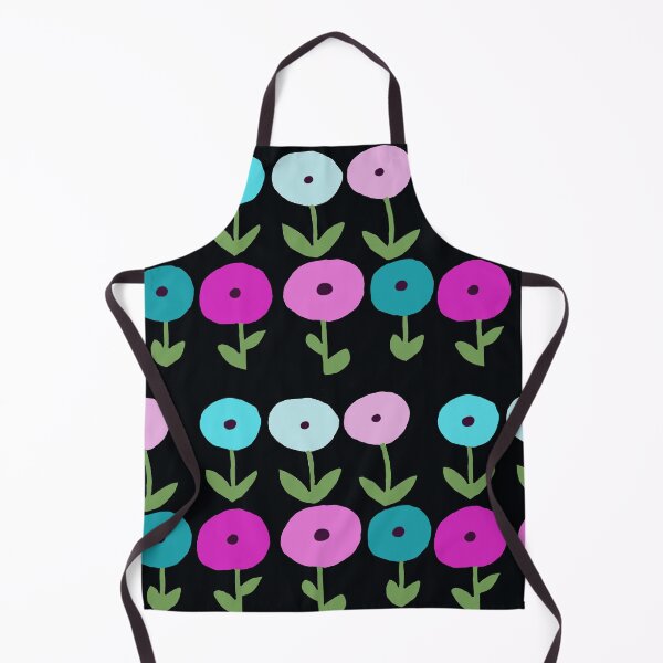 Item preview, Dynamic Spring Flowers Magenta Blue on Black Background designed and sold by Designs by Sara Felton.
