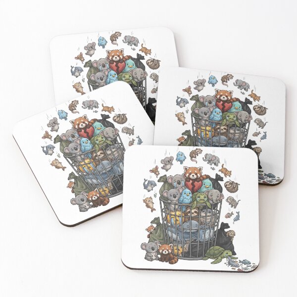 Item preview, Sad Animals in Wire Trash Can Eco Awareness Art designed and sold by OgoonN.