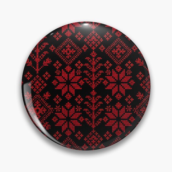 Item preview, Palestinian Embroidery Pattern – Traditional Red and Black Folk Textile Design designed and sold by BrainCurves.