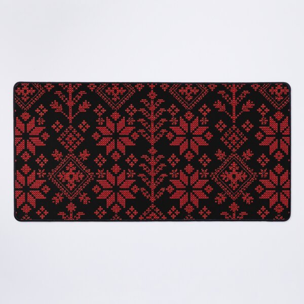 Item preview, Palestinian Embroidery Pattern – Traditional Red and Black Folk Textile Design designed and sold by BrainCurves.