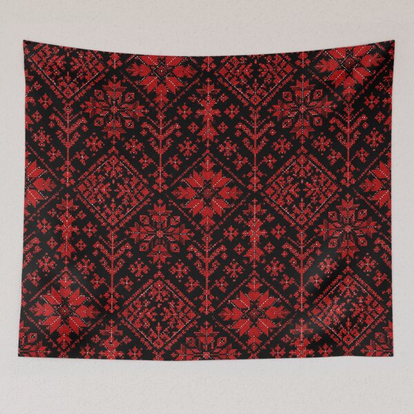 Item preview, Palestinian Embroidery Pattern – Bold Red and Black Traditional Cross Stitch Design designed and sold by BrainCurves.