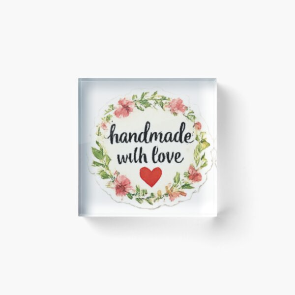 Item preview, Handmade with Love - Floral Wreath Round Label designed and sold by sadedream.