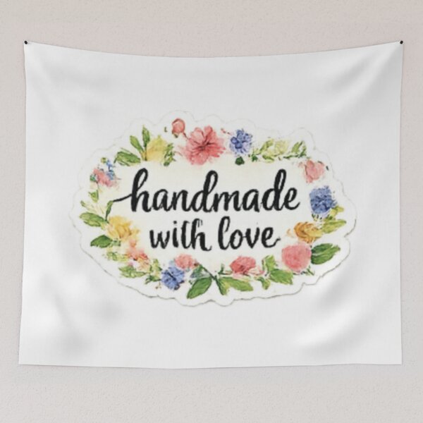 Item preview, Handmade with Love - Oval Shape Craft Floral Wreath Label designed and sold by sadedream.