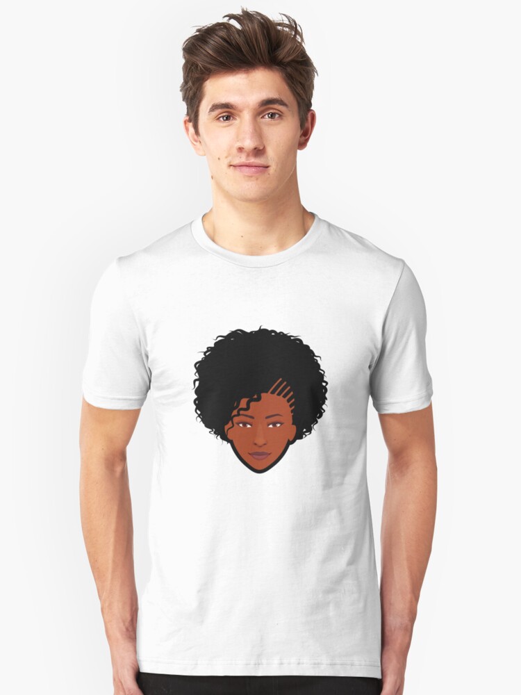Natural Hair African American Woman Icon Curly Afro T Shirt By Animejones