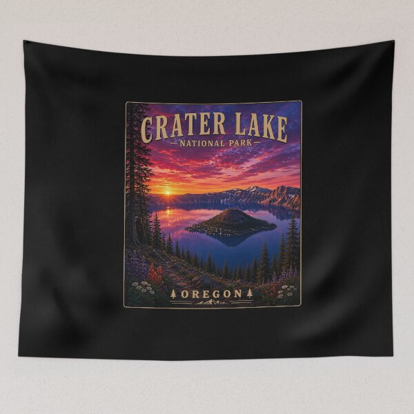 Item preview, Crater Lake National Park Poster | Oregon Vintage Travel Poster | Hidden Bigfoot designed and sold by Swanny's Custom T-shirt and Gift Designs.
