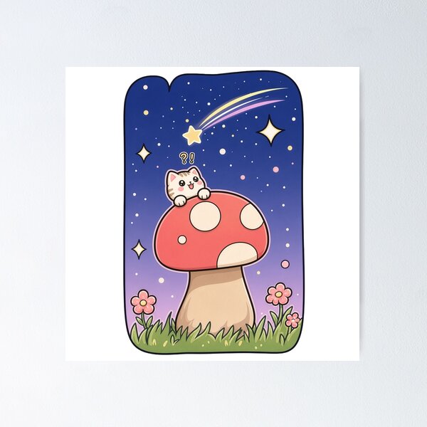 Item preview, Kitty and shooting star designed and sold by Kitty-and-Cat.