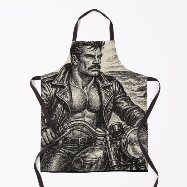 Item preview, Gay Leather Daddy Biker - California Freedom - Beach Gay Art Sketch designed and sold by ItsAKinkThing.