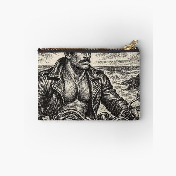 Item preview, Gay Leather Daddy Biker - California Freedom - Beach Gay Art Sketch designed and sold by ItsAKinkThing.