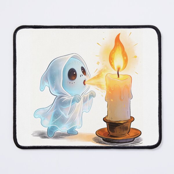 Item preview, Cute Little Ghost Blowing Out Candle – Funny Halloween Cartoon Illustration designed and sold by OksArtStudio.
