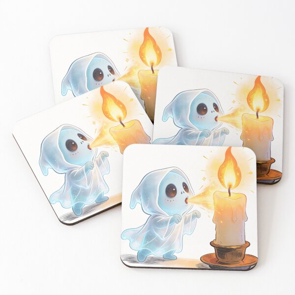 Item preview, Cute Little Ghost Blowing Out Candle – Funny Halloween Cartoon Illustration designed and sold by OksArtStudio.