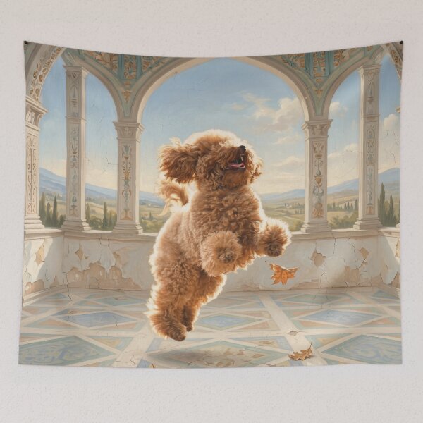Item preview, Joyful Poodle Courtyard Jump designed and sold by Anatolii_Kys.