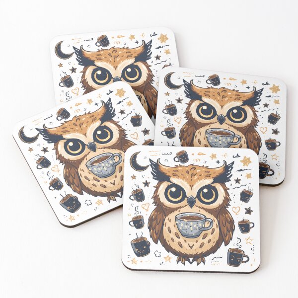 Item preview, Cute Coffee Owl Sticker | Kawaii Owl with Coffee Mug | Cozy Night Owl Café Illustration designed and sold by dreamz-world.