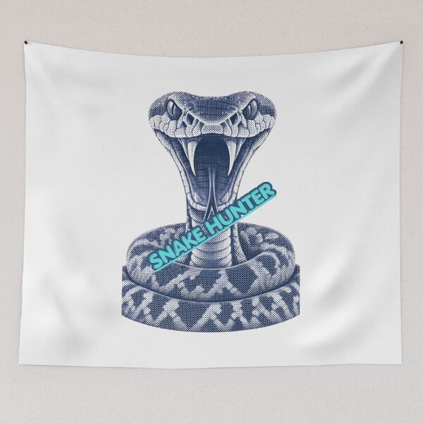 Item preview, Blue Halftone Striking Snake with Hunter Text. designed and sold by NithskeBR.