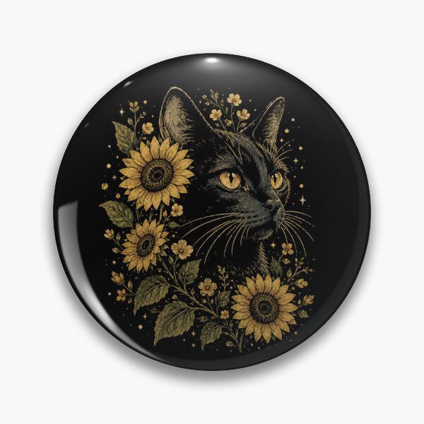 Item preview, Retro Black Cat Sunflower Vintage Floral designed and sold by Moizento.