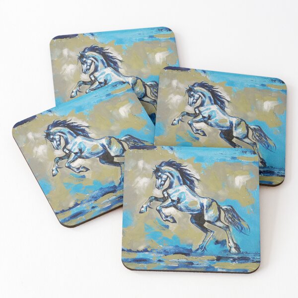 Item preview, Blue Horse Wall Art | Chetak Horse Painting | Abstract Acrylic Horse Art by Herendra Swarup designed and sold by HerendraSwarup.