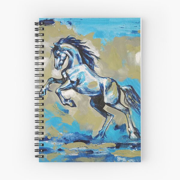 Aperçu de l'œuvre Tableau mural Cheval bleu | Peinture de cheval Chetak | Œuvre abstraite acrylique de Herendra Swarup créée et vendue par HerendraSwarup.