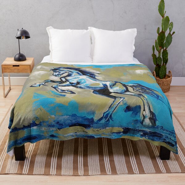 Item preview, Blue Horse Wall Art | Chetak Horse Painting | Abstract Acrylic Horse Art by Herendra Swarup designed and sold by HerendraSwarup.