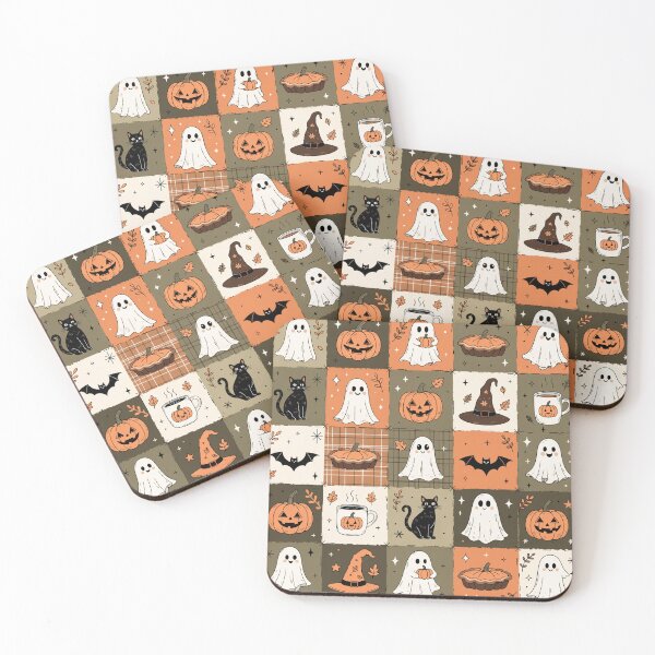 Item preview, Cute Halloween Pattern for Kids with Spooky Ghosts Pumpkins and Black Cats designed and sold by DariaOltes.