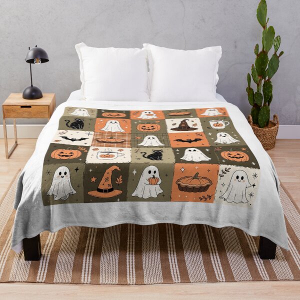 Item preview, Cute Halloween Pattern for Kids with Spooky Ghosts Pumpkins and Black Cats designed and sold by DariaOltes.