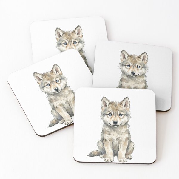 Item preview, Wolf Pup Watercolor designed and sold by Wildflower Mama Designs.