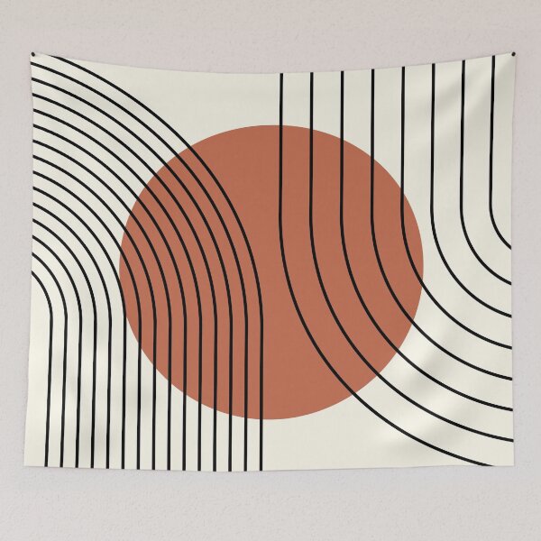 Item preview, Mid Century Modern Arches Boho Geometric Minimalist Line Art in Terracotta Warmth designed and sold by nineFlorals.