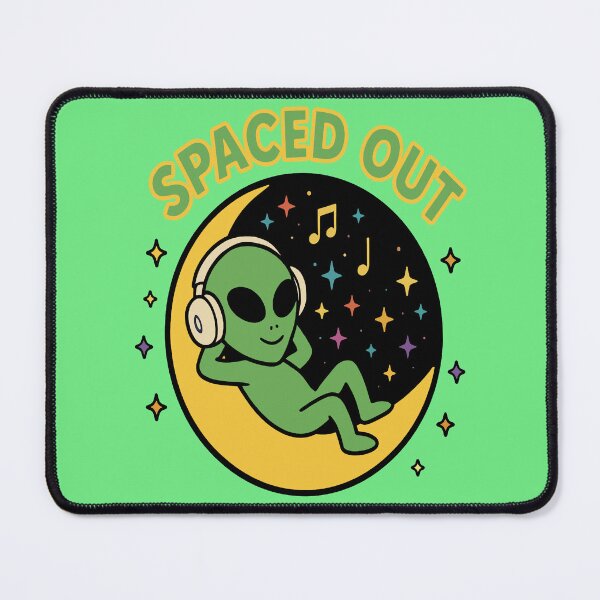 Item preview, Spaced Out - Alien Listening to Music on Crescent Moon designed and sold by Regal Rev.