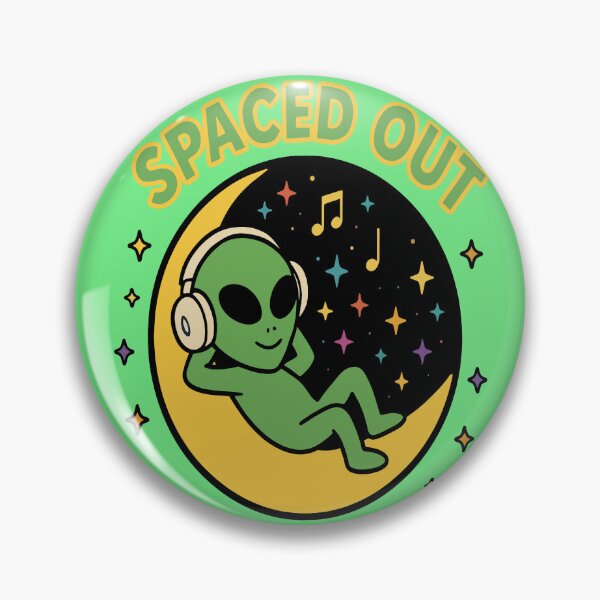 Item preview, Spaced Out - Alien Listening to Music on Crescent Moon designed and sold by Regal Rev.
