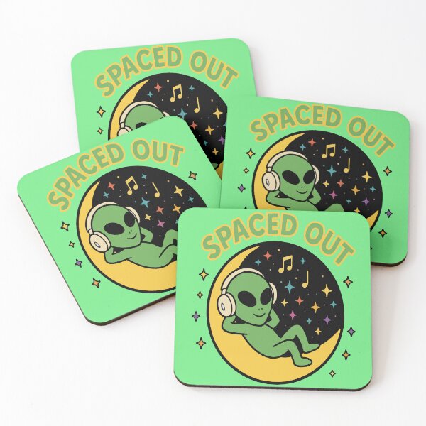 Item preview, Spaced Out - Alien Listening to Music on Crescent Moon designed and sold by Regal Rev.
