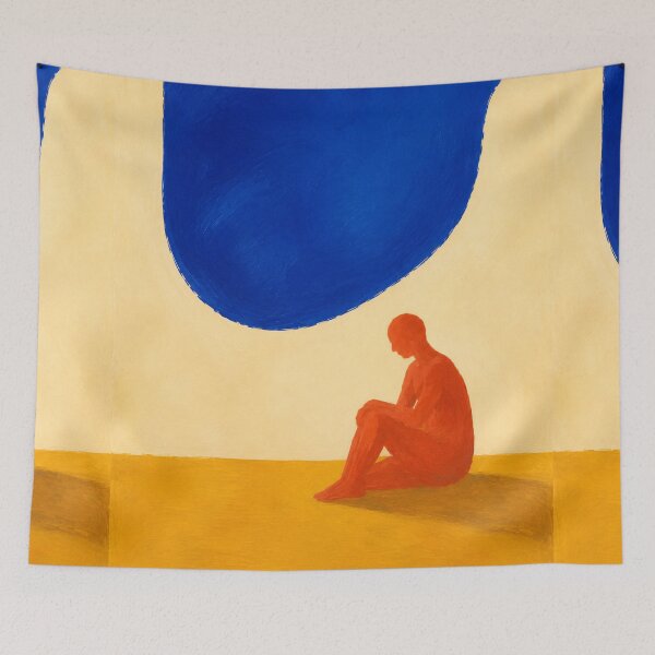 Item preview, "The Weight of Blue" – Modern Abstract Figurative Art designed and sold by Moodzu.
