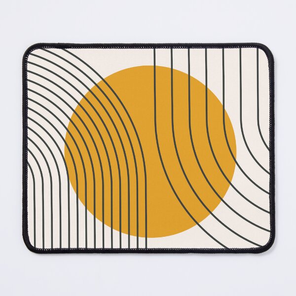 Item preview, Mid Century Modern Arches Boho Geometric Minimalist Line Art in Mustard and Charcoal designed and sold by nineFlorals.