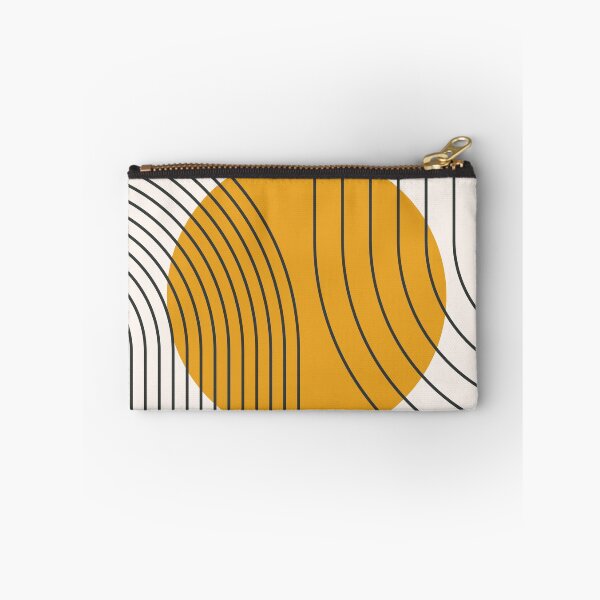 Item preview, Mid Century Modern Arches Boho Geometric Minimalist Line Art in Mustard and Charcoal designed and sold by nineFlorals.