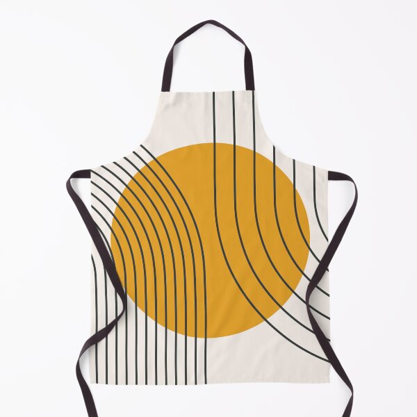 Item preview, Mid Century Modern Arches Boho Geometric Minimalist Line Art in Mustard and Charcoal designed and sold by nineFlorals.