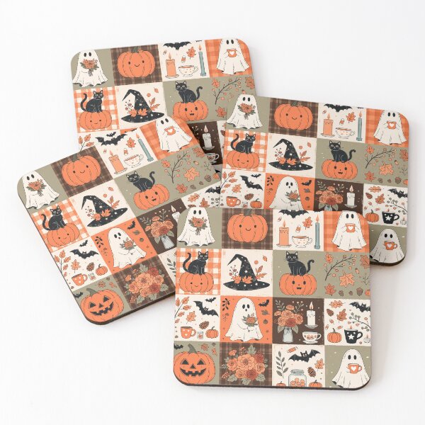 Item preview, Cute Halloween Pattern with Ghosts, Pumpkins, Black Cats and Fall Florals designed and sold by DariaOltes.