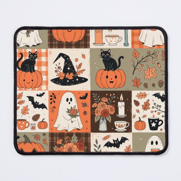 Item preview, Cute Halloween Pattern with Ghosts, Pumpkins, Black Cats and Fall Florals designed and sold by DariaOltes.