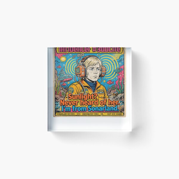 Item preview, Sonarland - Sunlight? Never Heard Of Her - Retro Underwater Comix 1974 | Influencer #SubLife Funny Submarine Sonar Vintage Pop Art Poster designed and sold by Neurospicy Trolls.