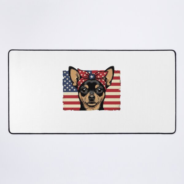 Item preview, Patriotic Chihuahua Bandana American Flag Vintage Art designed and sold by SiarheiYur.