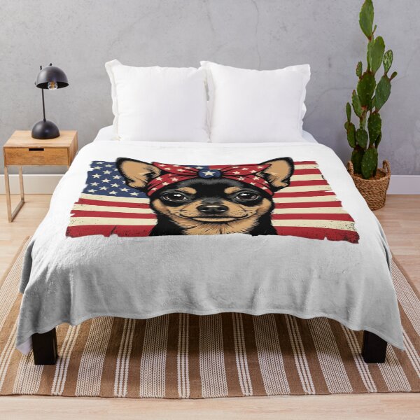 Item preview, Patriotic Chihuahua Bandana American Flag Vintage Art designed and sold by SiarheiYur.