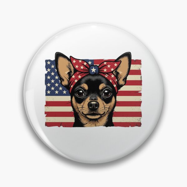 Item preview, Patriotic Chihuahua Bandana American Flag Vintage Art designed and sold by SiarheiYur.