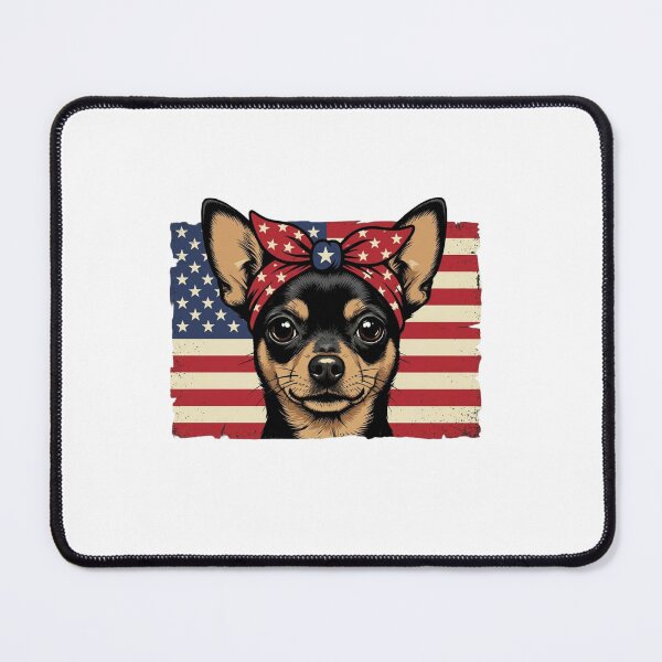 Item preview, Patriotic Chihuahua Bandana American Flag Vintage Art designed and sold by SiarheiYur.
