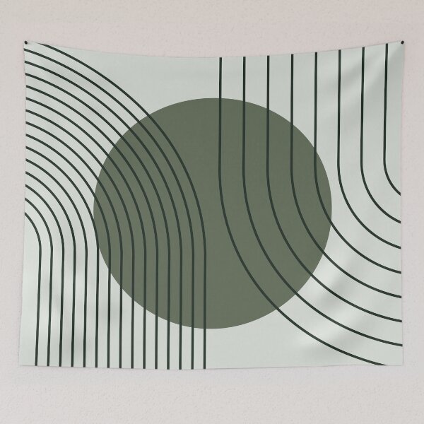 Item preview, Mid Century Modern Arches Boho Geometric Minimalist Line Art in Sage and Olive designed and sold by nineFlorals.