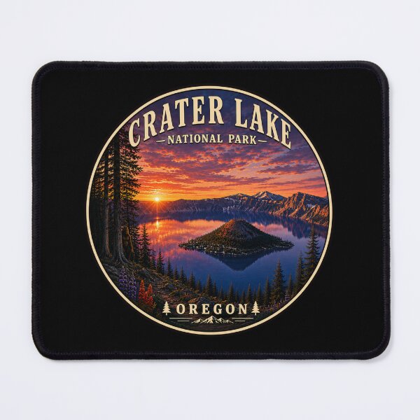 Item preview, Crater Lake National Park Round Badge | Oregon Vintage Travel Patch | Hidden Bigfoot  designed and sold by Swanny's Custom T-shirt and Gift Designs.